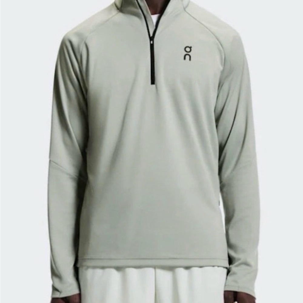 On Running Men's Sage Green 1/4 Zip Performance Jacket
